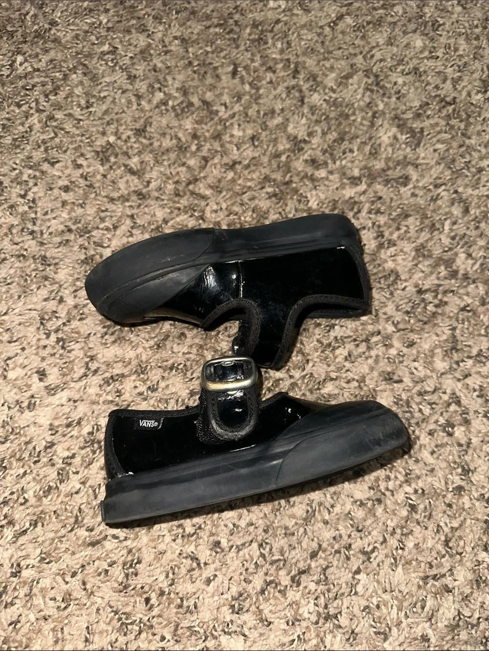 Vans Mary Jane Buckle Toddler Gothic Shine Black Patent Shoes